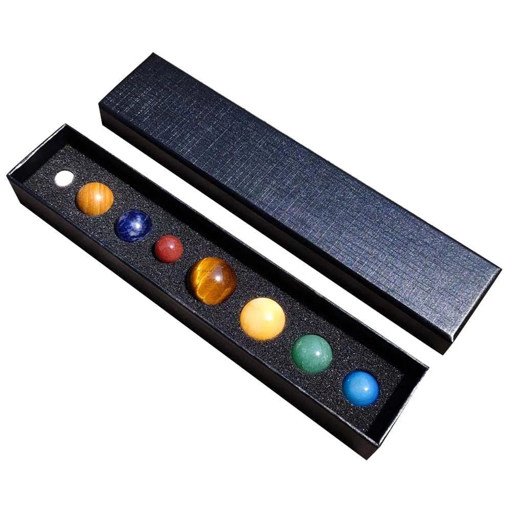 Natural crystals healing stones 8 planets of universe yoga chakra galaxy solar system chakra stone set ornaments gifts wholesale