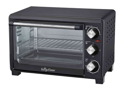 Surya Flame ZOLO 21 Ltr Oven Toaster Griller (OTG) - 21 litres, with Rotisserie, Auto-Shut Off, Heat-Resistant Tempered Glass, Multi-Stage Heat Selection, Bake, Grill, Roast -Black