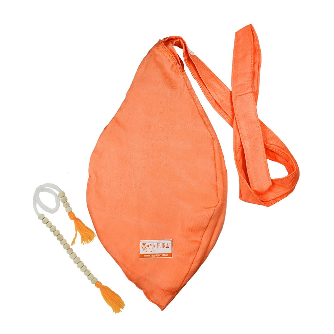 MAYAPURI Original Bhagwa Pure Cotton Gomukhi Japa Mala Bag Or Chanting Bag/Beads Bag With Zip Pocket And Sakshi Mala Counter For Daily Mantra Jaap, Saffron Color, travel, orange