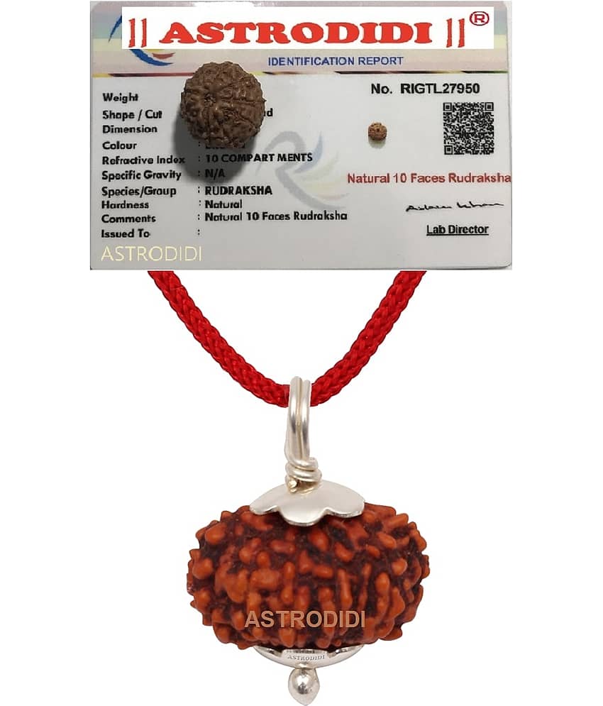 10 Mukhi Rudraksha Ten Face Small Indonesian Java Rudraksha Pendant with Lab Certificate