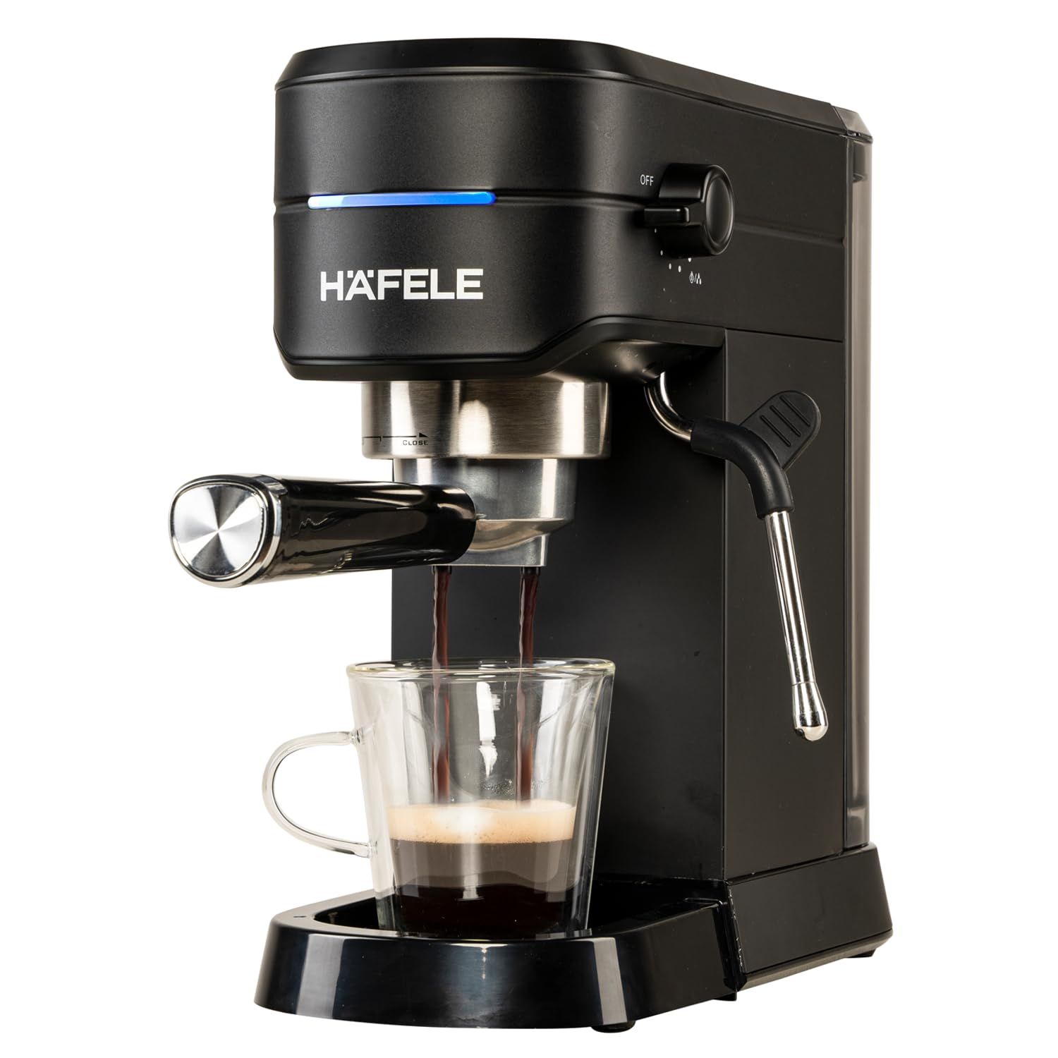 Hafele U-Kaffee Espresso Coffee Machine, 15-Bar Pressure, Removable Water Tank (1L), Single/Double Espresso, Cappuccino & Latte, Thermoblock Technology, 1450 W Hafele U-Kaffee Espresso Coffee Machine, 15-Bar Pressure, Removable Water Tank (1L), Single/Do