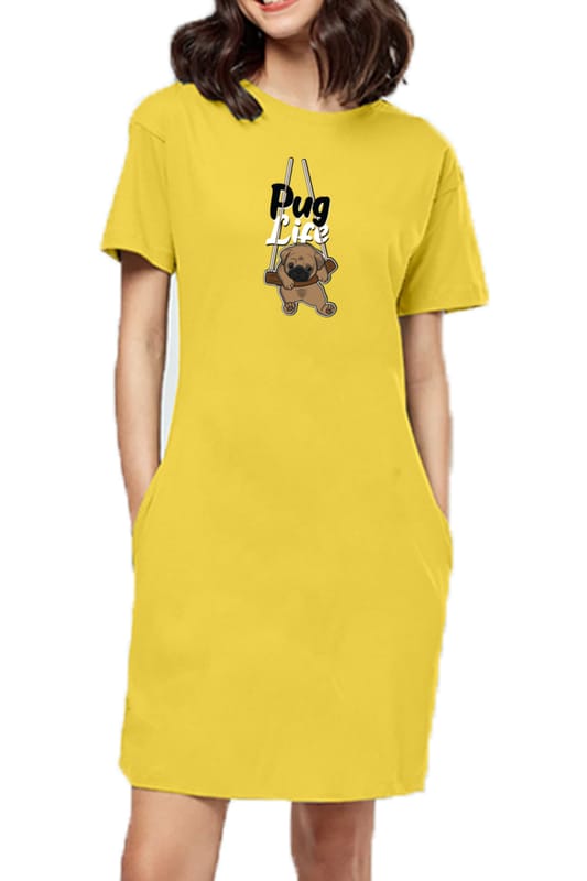 T-shirt Dress With Pockets - Pug Life (3 Colours) (Slim Fit)