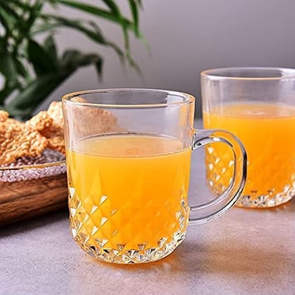 Premium Glass Coffee Mug| 230 ML| Glass Cups Set for Green, Herbal, Lemon Tea | Hot-Cold Drinks Cups | Pack of 6 |