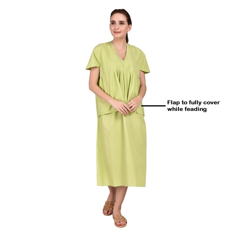 Multicolor Half Sleeves Feeding Maternity Gown