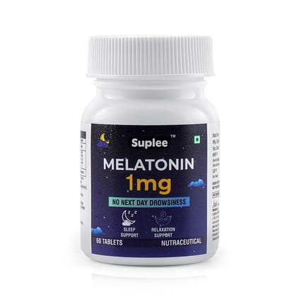 Suplee Melatonin 1 mg (60 Tablets) | For Deep Sleep Support | Non-Habit Forming & No Next Day Drowsiness | Helps Regulate Sleep-Wake Cycle