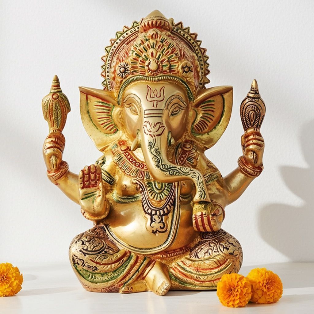 Brass Showpiece Ganesh Ji Statue (BSMAS668 Y)
