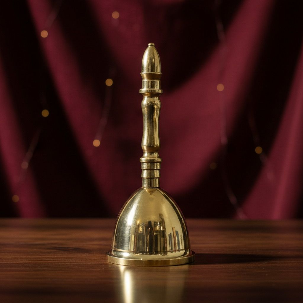 Brass Puja Hand Bell | Temple Ghanti For Aarti & Mandir, Height : 5 Inch (ZMAS636 C)