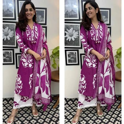BEAUTIFUL COTTON FLORAL PRINT KURTI SET