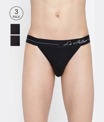 La Intimo Pack of 3 Cotton Thongs For Men's ( Black )
