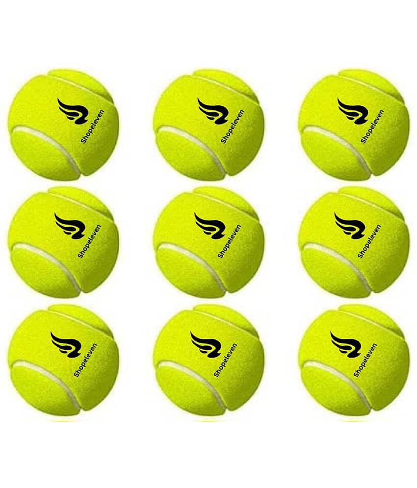 Shopeleven Green Medium Tennis Ball ( Pack of 9 )