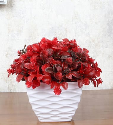 Foliyaj Artificial Red Flowery Plant with White Pot |Artificial Plants for Home Decor| Indoor Artificial Plants for Living Room|Potted Artificial Plants Foliyaj Artificial Red Flowery Plant with White Pot |Artificial Plants for Home Decor| Indoor Artificial Plants for Living Room|Potted Artificial Plants