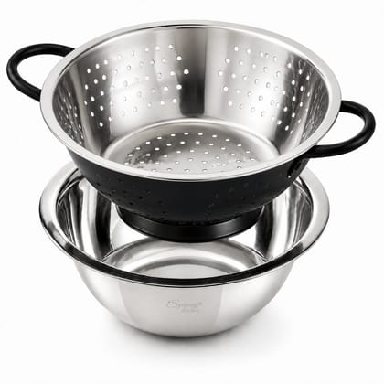 Spring by LA' FORTE 23.5cm Steel Bowl & Colander Set Spring by LA' FORTE 23.5cm Steel Bowl & Colander Set