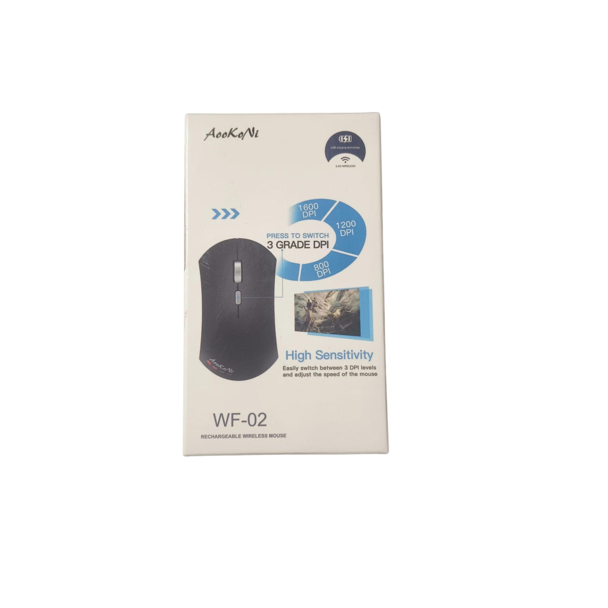 AOOKO NI | WF- 02 | RECHARGEABLE WIRELEES MOUSE| NANO USB RECEIVER | GREEN