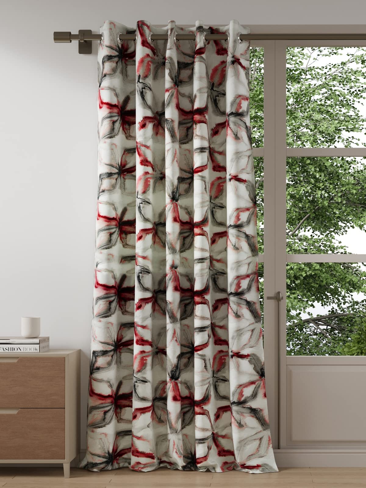 DDECOR - 100% PolyesterGeometric PatternDoor 7 Ft|135 CM X 225 CM| - Red