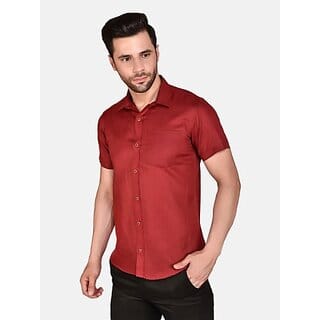 PrintCultr Men Regular Fit Solid Spread Collar Casual Shirt
