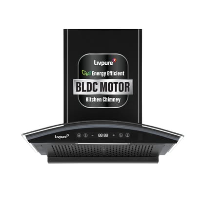 Livpure Eterna 60 cm | Curved Glass | 1400 m/hr Suction | BLDC Motor | Filterless | Touch & Gesture Control | Low Noise | 10 Years Motor + 1 Year Comprehensive Warranty | Black Livpure Eterna 60 cm | Curved Glass | 1400 m/hr Suction | BLDC Motor | Filter