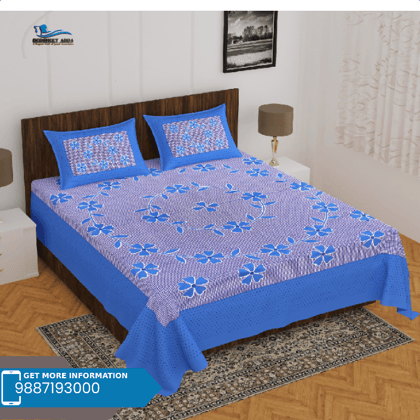 3001-Hometrade India-Standard King Size (90*108 Inches)-Buy Pure Cotton Jaipuri Printed Flat King Size Double Bedsheet With 2 Matching Pillow Cover 3001-Hometrade India-Standard King Size (90*108 Inches)-Buy Pure Cotton Jaipuri Printed Flat King Size Double Bedsheet With 2 Matching Pillow Cover