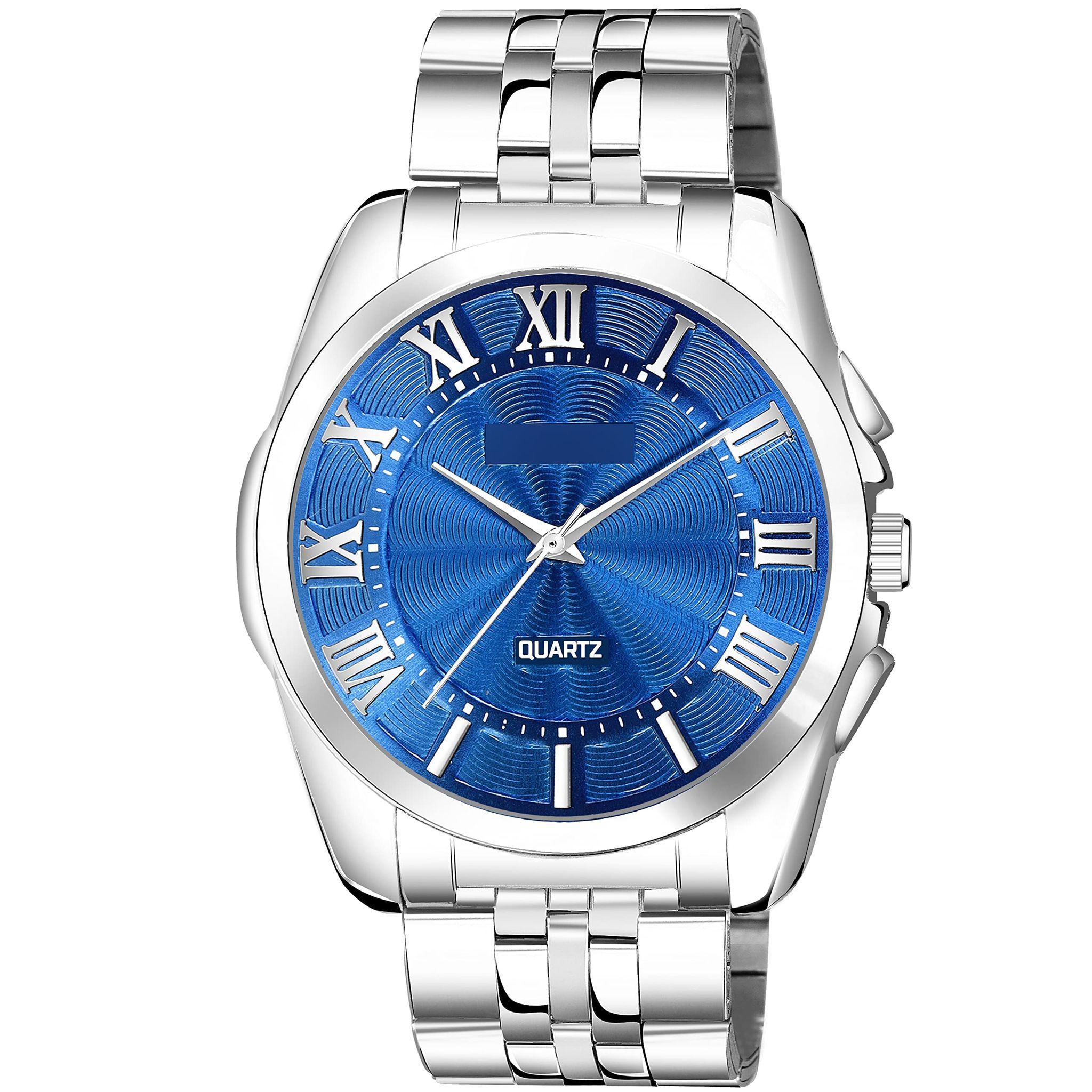 Blue 3D Roman Stainless Steel Analog Watch for Men LR126