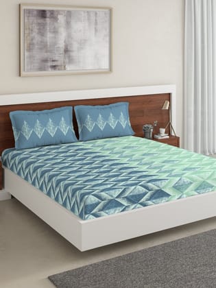 DDecor 100% Combed Cotton Queen Bedsheet with 2 Pillow Covers | Abstract 136TC | Soft & Comfortable | Perfect for Everyday Bedroom Use | Sigma Collection | 224 CM X 254 CM