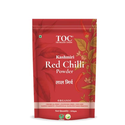 TOC Organic (Parent) Kashmiri Red Chilli Powder | Chemical Free, Pesticide Free, Non-GMO | Traditional Stone Ground | Native Variety | Premium Laal Mirch for Authentic Indian Cooking