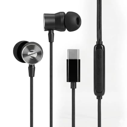 Zebronics Type-C Wired in-Ear Earphones, 10mm Neodymium Drivers, in-line Mic with Volume Control, Magnetic Earbuds, 1.2m Durable Cable, Metallic in-Ear Design, Wide Compatibility (Buds C12, Black) Zebronics Type-C Wired in-Ear Earphones, 10mm Neodymium Drivers, in-line Mic with Volume Control, Magnetic Earbuds, 1.2m Durable Cable, Metallic in-Ear Design, Wide Compatibility (Buds C12, Black)