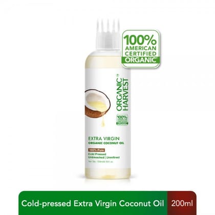 Organic Harvest Extra Virgin Organic Coconut Oil With Comb Applicator 200ml