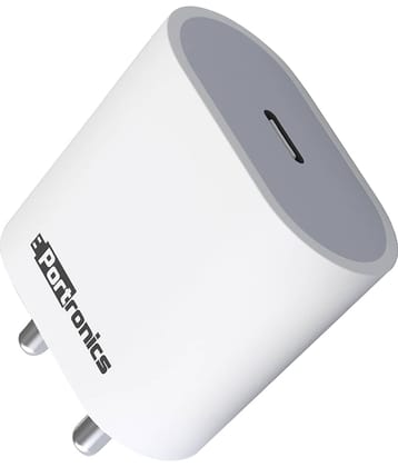 Portronics Adapto 20:20W Type-C Charger With Fast Charging ,White (POR 1238)