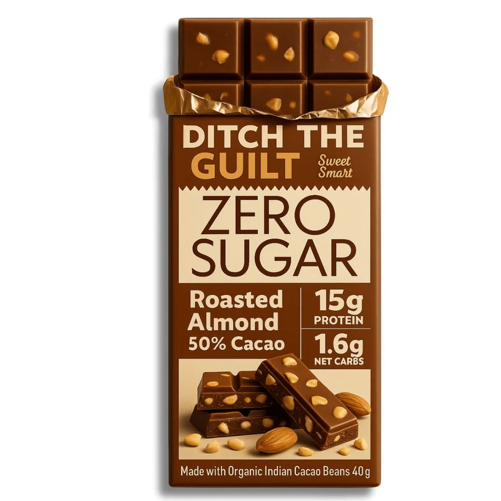 Roasted California Almonds • 15g Protein • Sugar Free Dark Chocolate • 40g bar