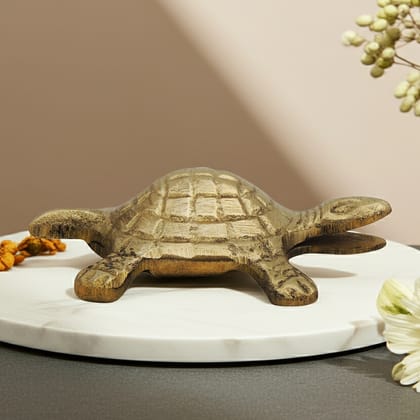 Brass Showpiece Tortoise, Turtle [Kachua] Small Statue, Length : 3.4 Inch (ZMAS184 F)
