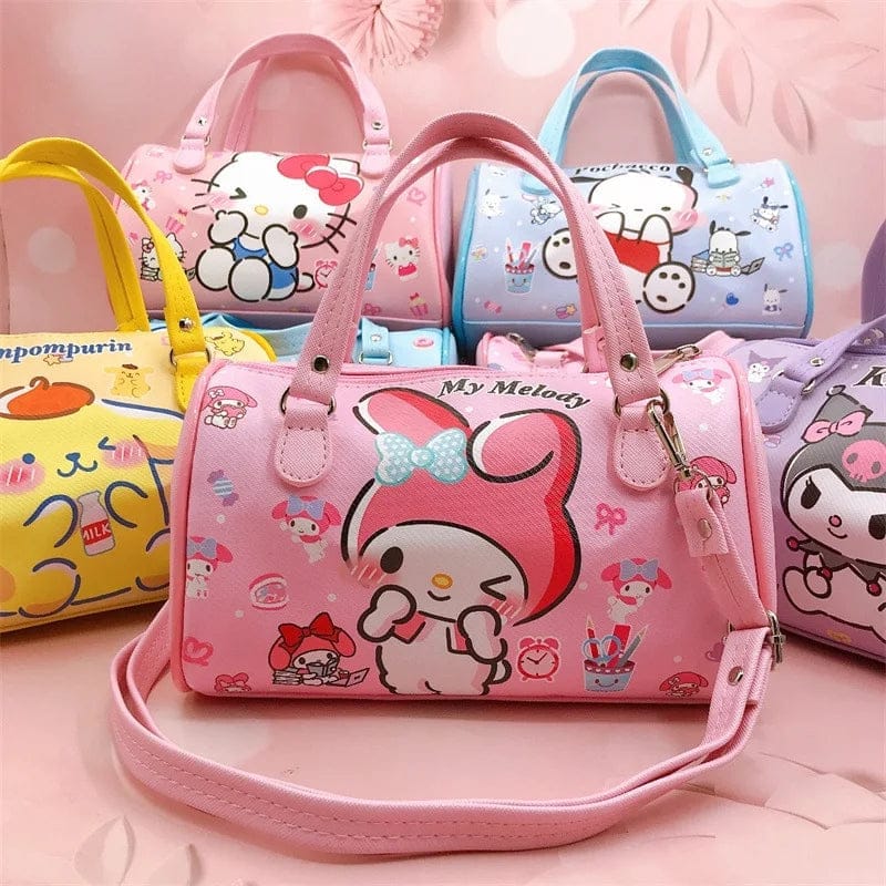 New Sanrioed Kids My Melody Katie Black Rice PU Leather Crossbody Bag PU Leather Waterproof My Melody Hand Bags