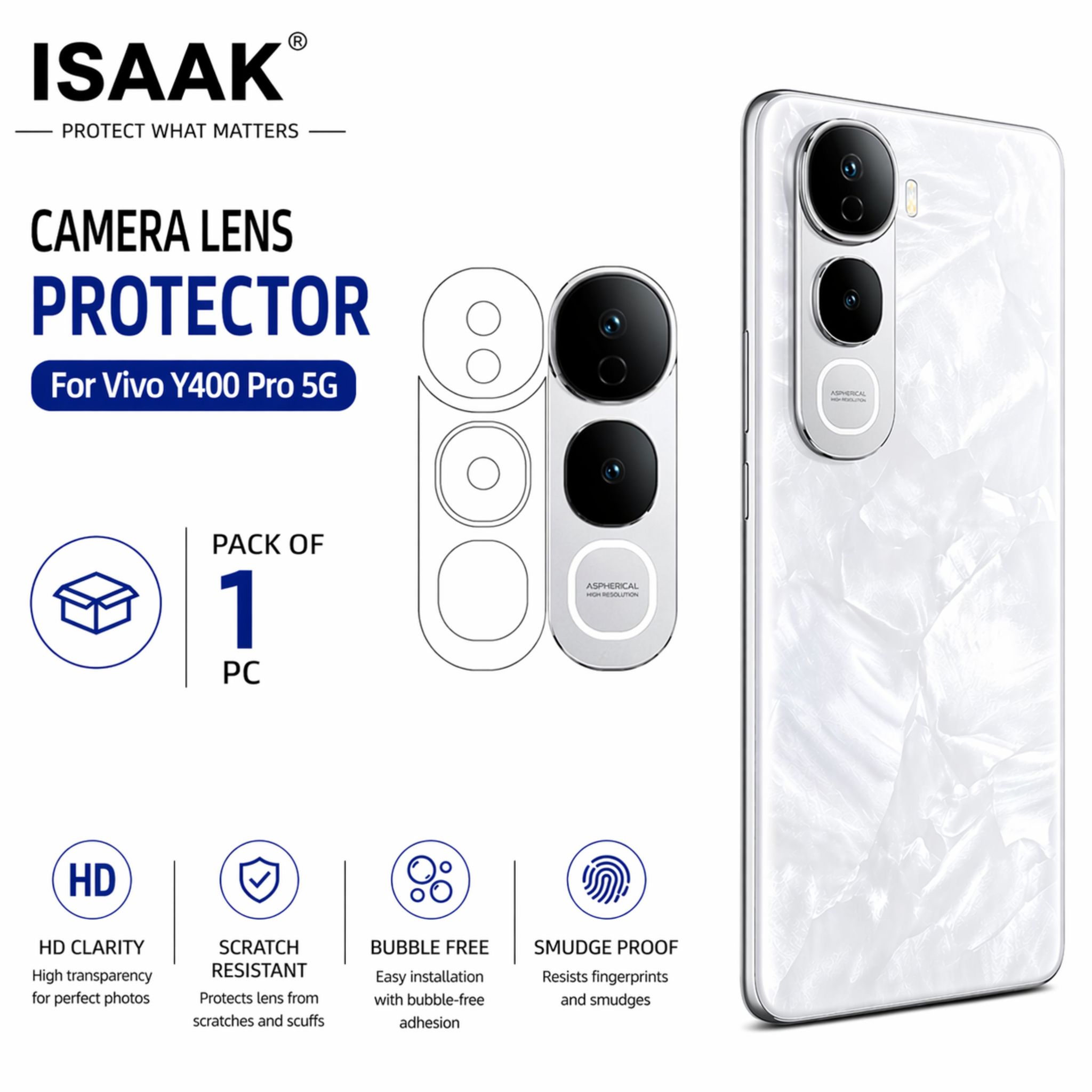 ISAAK Back Camera Lens Protector compatible for Vivo Y400 Pro (Pack of 1)