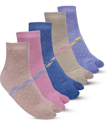 Texfro Pack of 5 Women's Cotton Ankle Length Socks ( Multicolor )