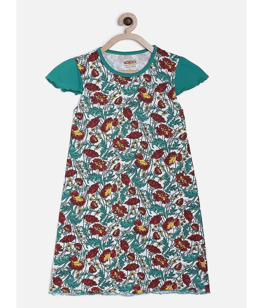 Sini Mini Cotton Frock For Girls ( Pack of 1 , Green )