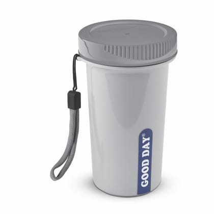 Good Day Easy Meal Tumbler with Strap & Inner Steel Glass, Reusable Travel Mug,Perfect for Coffee, Tea, and Juices , Grey Good Day Easy Meal Tumbler with Strap & Inner Steel Glass, Reusable Travel Mug,Perfect for Coffee, Tea, and Juices , Grey