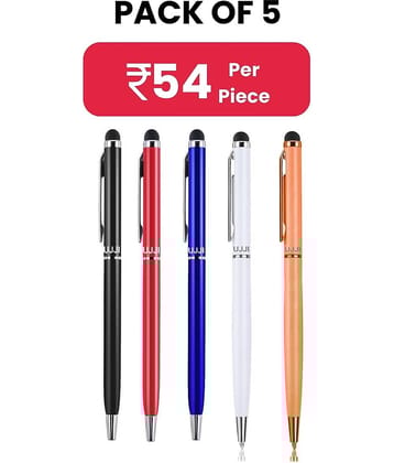 UJJi Sleek Design Mix Color Pen with Stylus for Touch Screen Pack of 5 Ball Pen