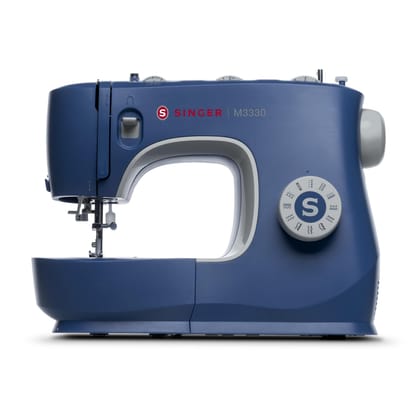 SINGER M3330 Making The Cut Sewing Machine with 97 Stitch Application (Metallic Blue), 70wt Powerful motor & Feed dog with106 Teeth in 6 Rows Get Free Online Interactive Master Class. SINGER M3330 Making The Cut Sewing Machine with 97 Stitch Application 