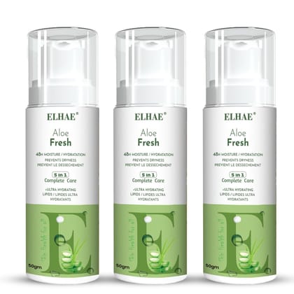ELHAE Aloe Vera Moisturizing Lotion Pack of 3, Body and Hand Hydration with Pure Aloe Vera Extract, 50ml Each