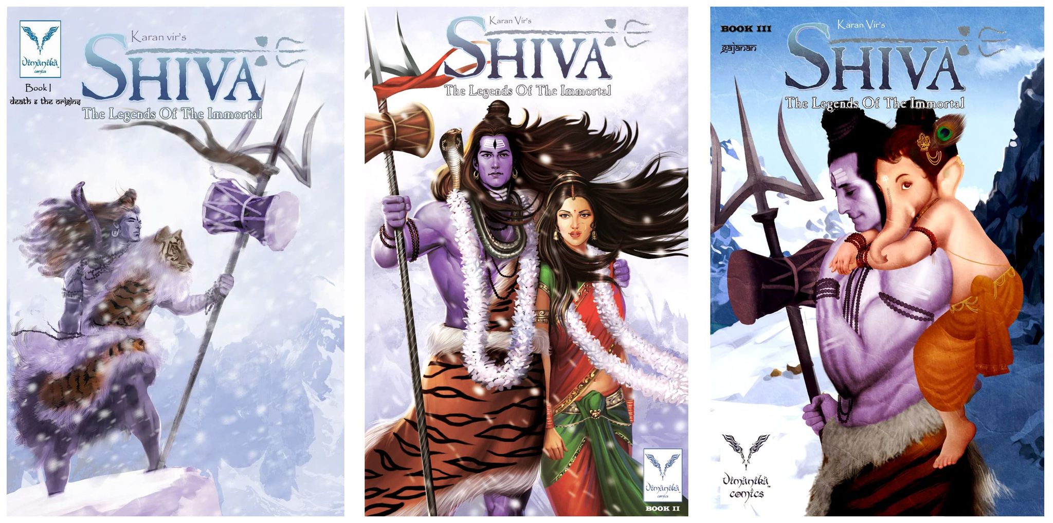 Vimanika Comics Karan Vir's SHIVA The Legends of the Immortal (Book-I, II & III) Pack of 3 Pcs New Edition 2023 [Perfect Paperback] Karan Vir and Shailendra Gulhati