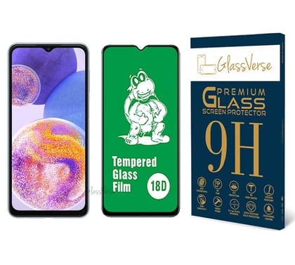 GlassVerse 18D Tempered Glass With Inbuilt Airbag Borders For Samsung Galaxy A23 5G Smartphone(Pack Of 1) With Free Installation Kit. Full Screen Coverage. If Received Damaged-6.6 Inch GlassVerse 18D Tempered Glass With Inbuilt Airbag Borders For Samsung