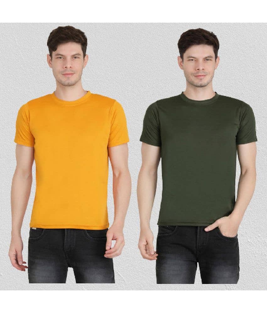 Ben Toi Pack of 2 Polyester Regular Fit Men's T-Shirt ( Olive )