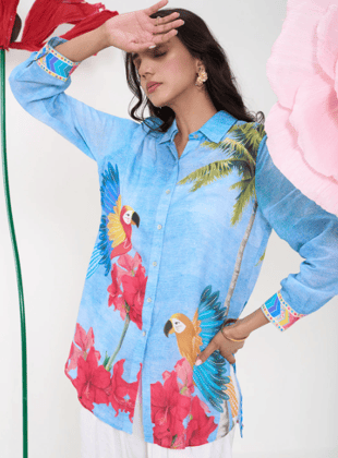 BLUE RUFUS COLLARED BUTTON DOWN SHIRT BLUE RUFUS COLLARED BUTTON DOWN SHIRT