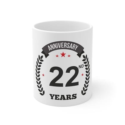 DARSHANS Ceramic 22nd Anniversary Printed Coffee Mug (Color: White, Capacity:330ml)