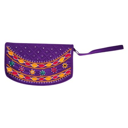 Banjara Handmade Purse with Mobile Wallet Space Violet Color