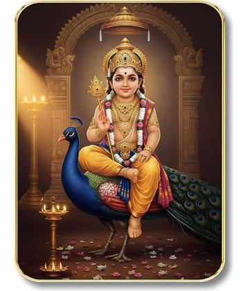 Livin'luxe Lord Kartikeya Murugan MDF Wall Art with Table Top Stand for Home Mandir