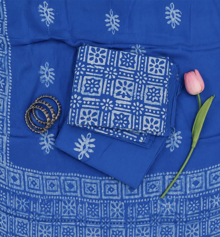 Handcrafted Batik Print Unstitched 3-Piece Cotton Suit Set