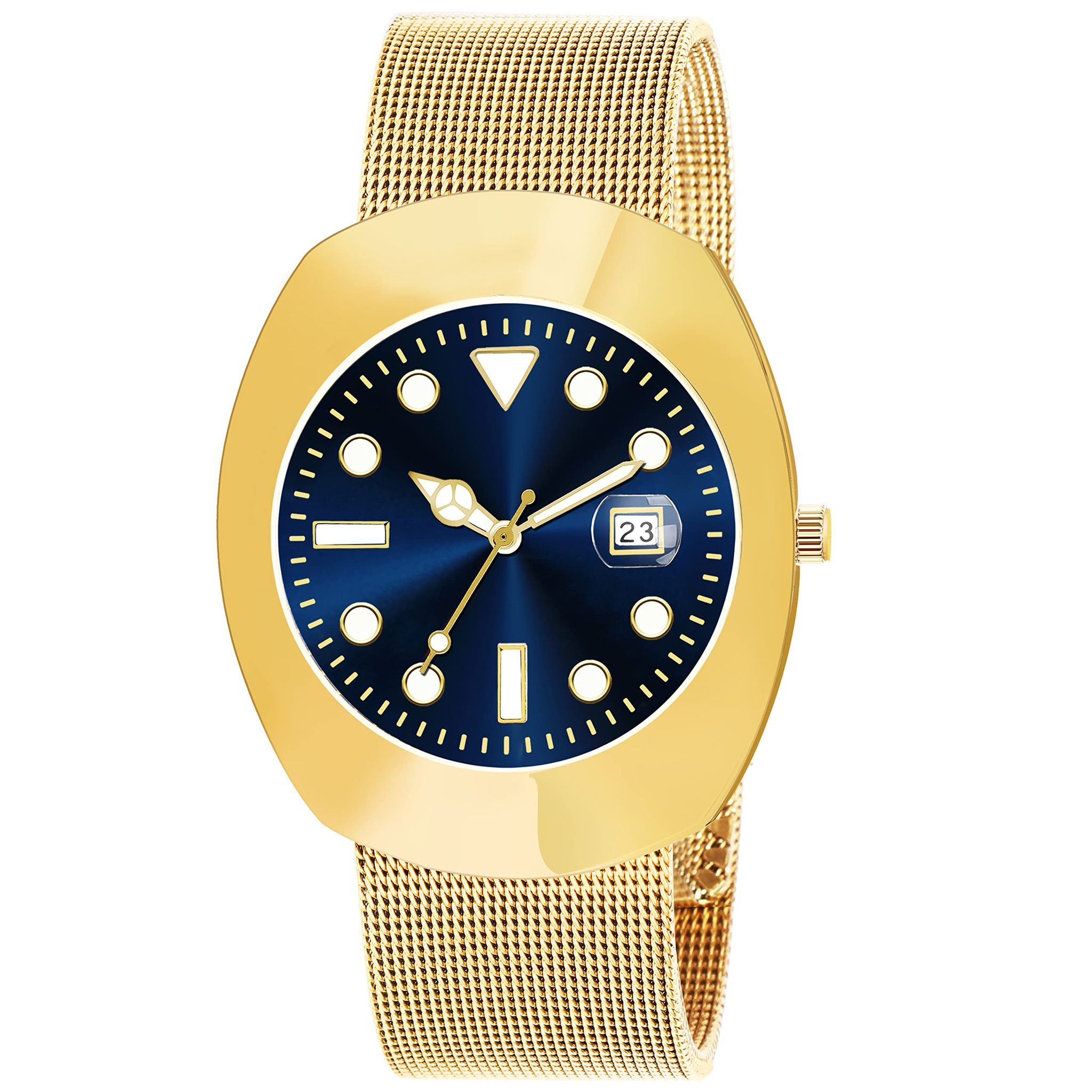 Gold Intermesh Steel Strap Analog Watch for Men LR139