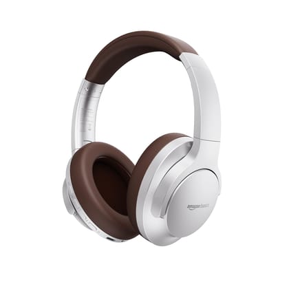 Amazon Basics Pro Series Wireless Noise Cancelling ANC Over Ear Headphone | Bluetooth Headset | USB Charging | 10 m Paring Distance | 74 Hours Battery Life | 40 mm Drivers | IPX4 Rated (Silver) Amazon Basics Pro Series Wireless Noise Cancelling ANC Over 
