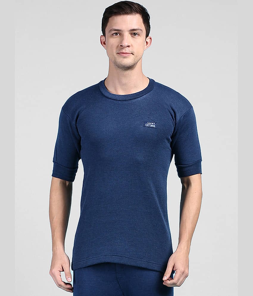 Lux Cottswool Pack of 1 Cotton Blend Thermal Tops For Men's ( Black )