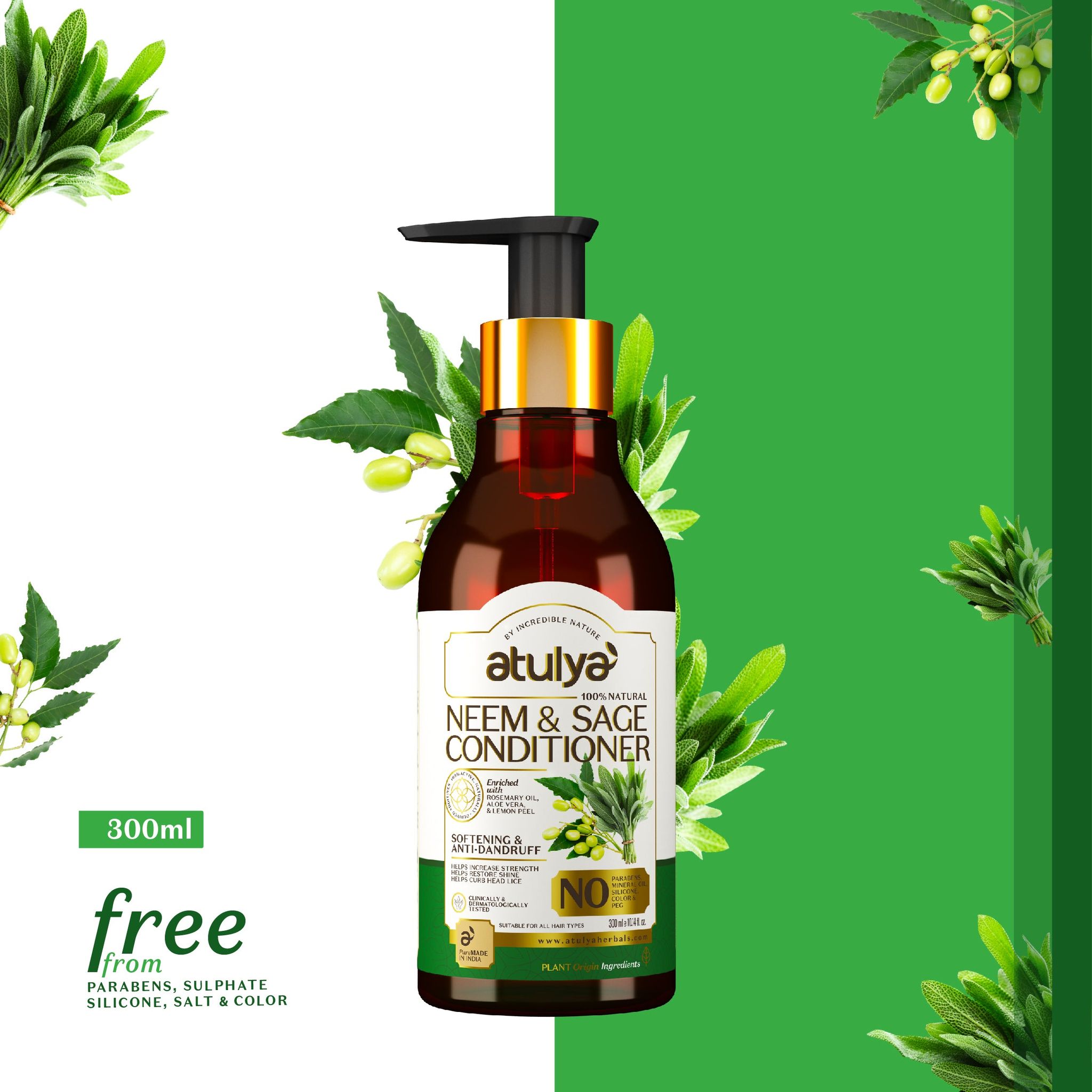 Atulya Neem & Sage Conditioner | Softening and Anti-dandruff - 300ml