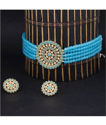 Sukkhi Alloy Blue Traditional Necklaces Set Choker